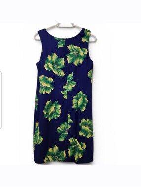 S.L. Fashions Navy Floral Shift Dress Size 10P